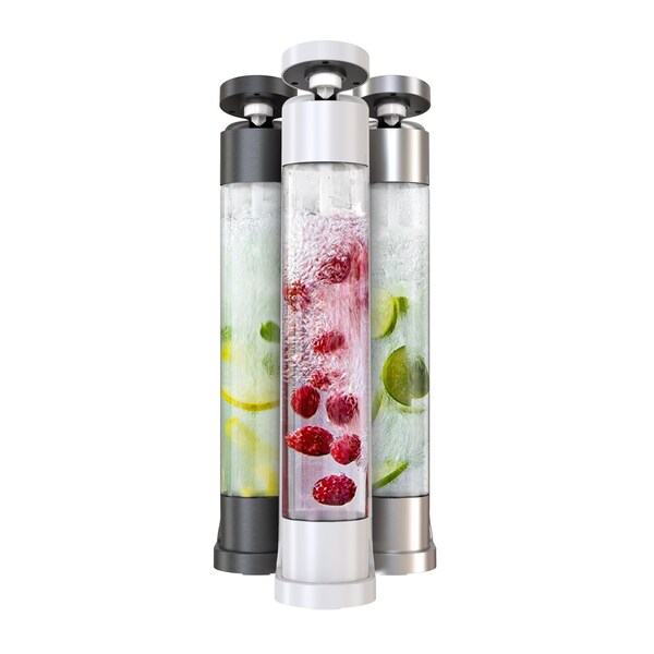 FIZZpod Soda Maker W/TWO CO2 Cylinder- Fizzy Drink Machine W/3 PET Bottles, 3 Caps, 1 Carbonator Cap